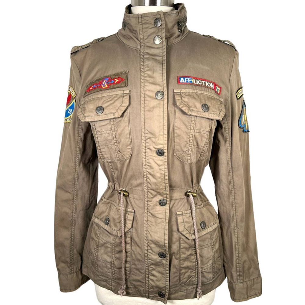 Vintage Affliction Women's Premium Combat Twill Jacket Size S Zip Up *Read